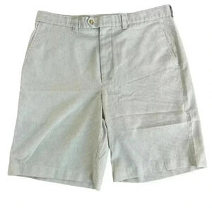 Eritage by Steve Pena Golf Shorts Mens 38 Tan White Seersucker Stripe